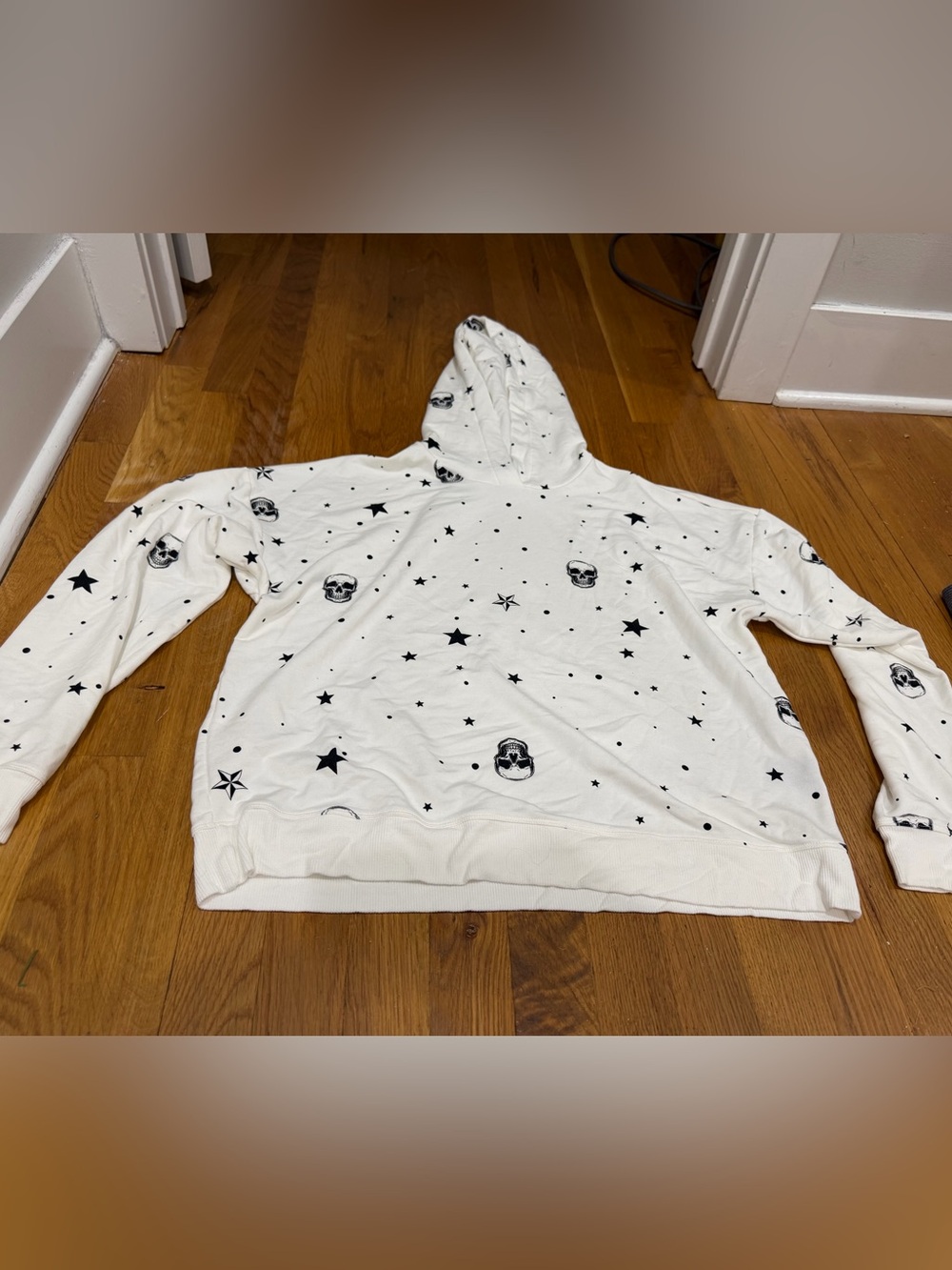 White Star & Skull Print Hoodie Sweatshirt - Women